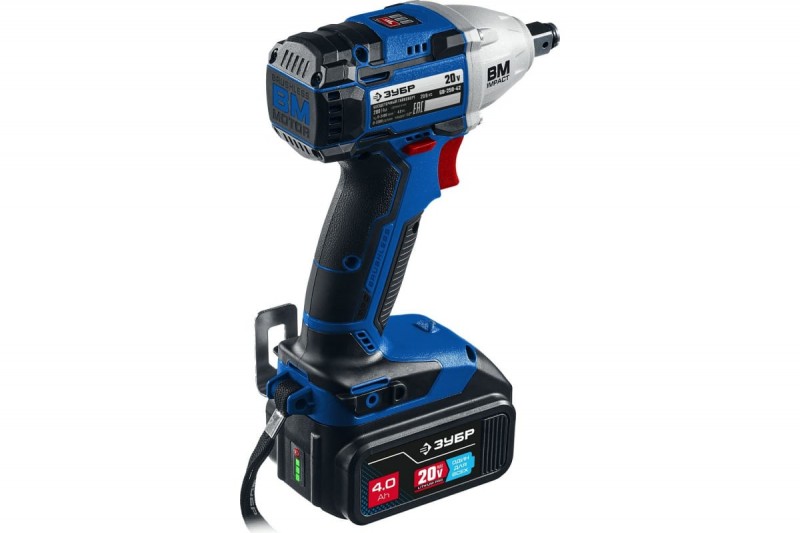 Аккумуляторный гайковерт ЗУБР Профессионал BRUSHLESS (GB-250-42; 280Нм; 1/2"; 20В; регулировка частоты; 0-3900 уд/мин; бесщеточный; 2 аккумулятора, кейс)