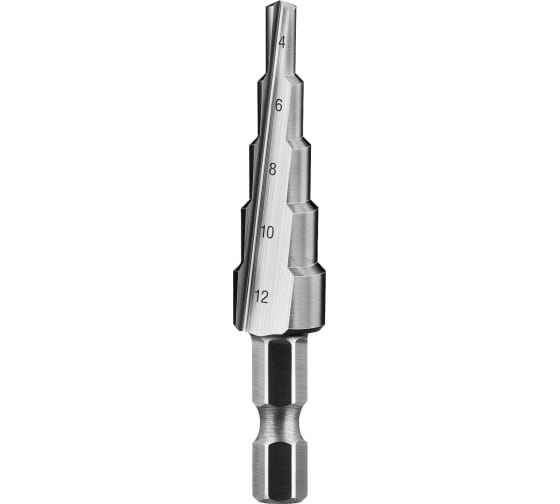 Сверло по металлу ЗУБР ступенчатое (4-12мм (4/6/8/10/12); P6M5; 29670-4-12-5)