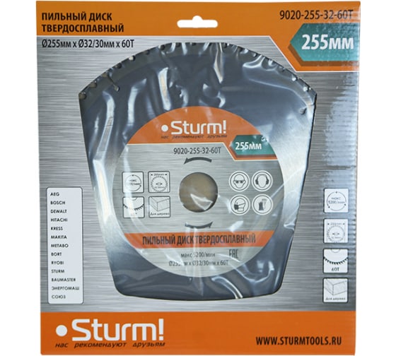 Диск пильный по дереву STURM (255х32; 60 зубьев; 9020-255-32-60T)