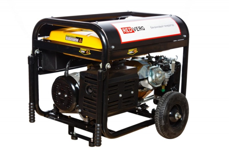 REDVERG генератор бензиновый (RD-G8000ENA 4-х тактный, бенз., OHV, с возд. охл. 15л.с.; 407см3; макс.-6,5кВт; ном.-6кВт; 220V; ручной/электрозапуск; бак 25л; масло 1,1л; 78ДБ 93кг )