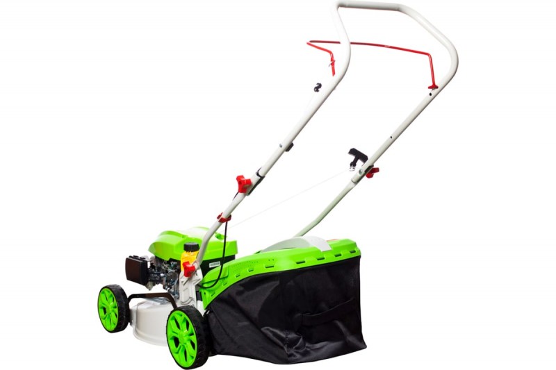 Газонокосилка бенз. несамоходная REDVERG (RD-GL40 двиг.GP145-F; 2,7л.с.; шир.скаш.40см; выс.скаш.25-75мм(6 полож.); травосб. ткань/пластик; травосб. 45л; дека сталь; бок.выброс-отсут.; 23кг)