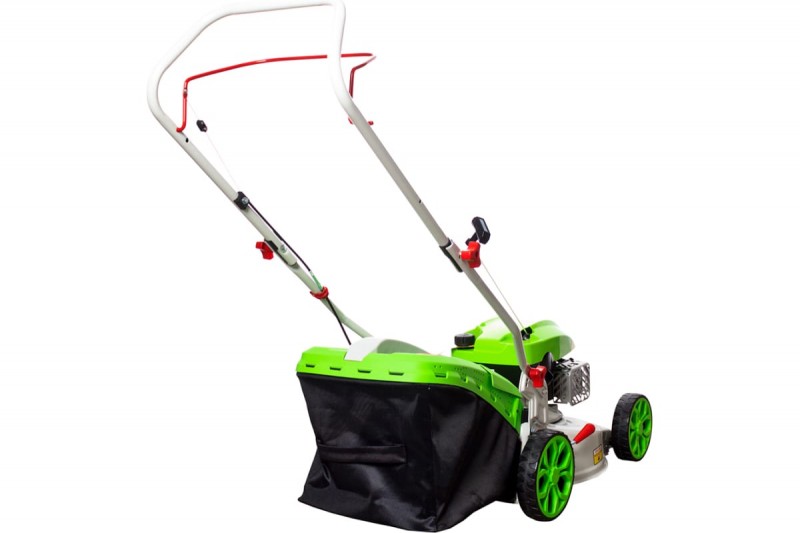 Газонокосилка бенз. несамоходная REDVERG (RD-GL40 двиг.GP145-F; 2,7л.с.; шир.скаш.40см; выс.скаш.25-75мм(6 полож.); травосб. ткань/пластик; травосб. 45л; дека сталь; бок.выброс-отсут.; 23кг)