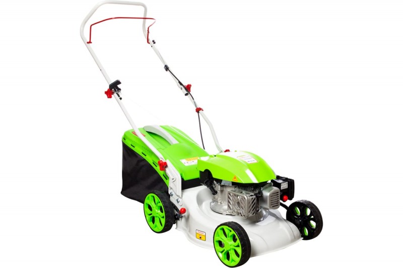 Газонокосилка бенз. несамоходная REDVERG (RD-GL40 двиг.GP145-F; 2,7л.с.; шир.скаш.40см; выс.скаш.25-75мм(6 полож.); травосб. ткань/пластик; травосб. 45л; дека сталь; бок.выброс-отсут.; 23кг)
