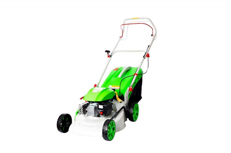 Газонокосилка бенз. самоходная REDVERG (RD-GL46S; двиг.GP145-F; 2,7л.с.; ш.ск.46см; в.ск.30-80мм; травосб.70л; травосб. ткань/пл.; дека сталь; бок.выб.-есть; мульч.-есть.; 30кг)