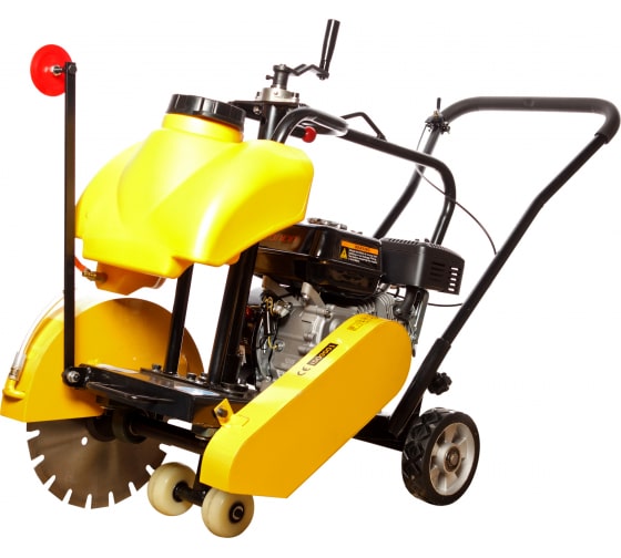 Швонарезчик бензиновый REDVERG (RD-FS350L; 4-х тактный бензиновый Loncin; 6.5лс; диск: 350мм; 2800об/мин; глубина реза 80мм; бак для воды 12л; вес 65кг)