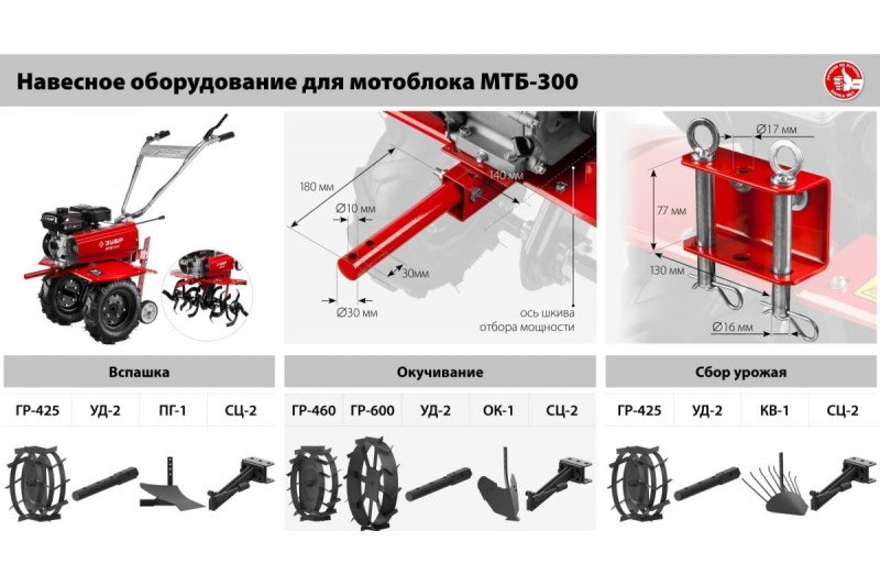 Мотоблок ЗУБР ( МТБ-300; 7л.с.)
